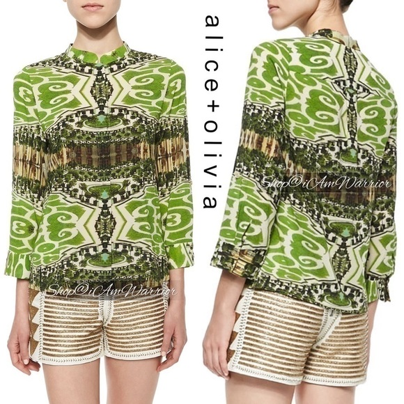 Alice + Olivia mirrored botanical garden silk blouse *shop@iamwarrior - Picture 7 of 16